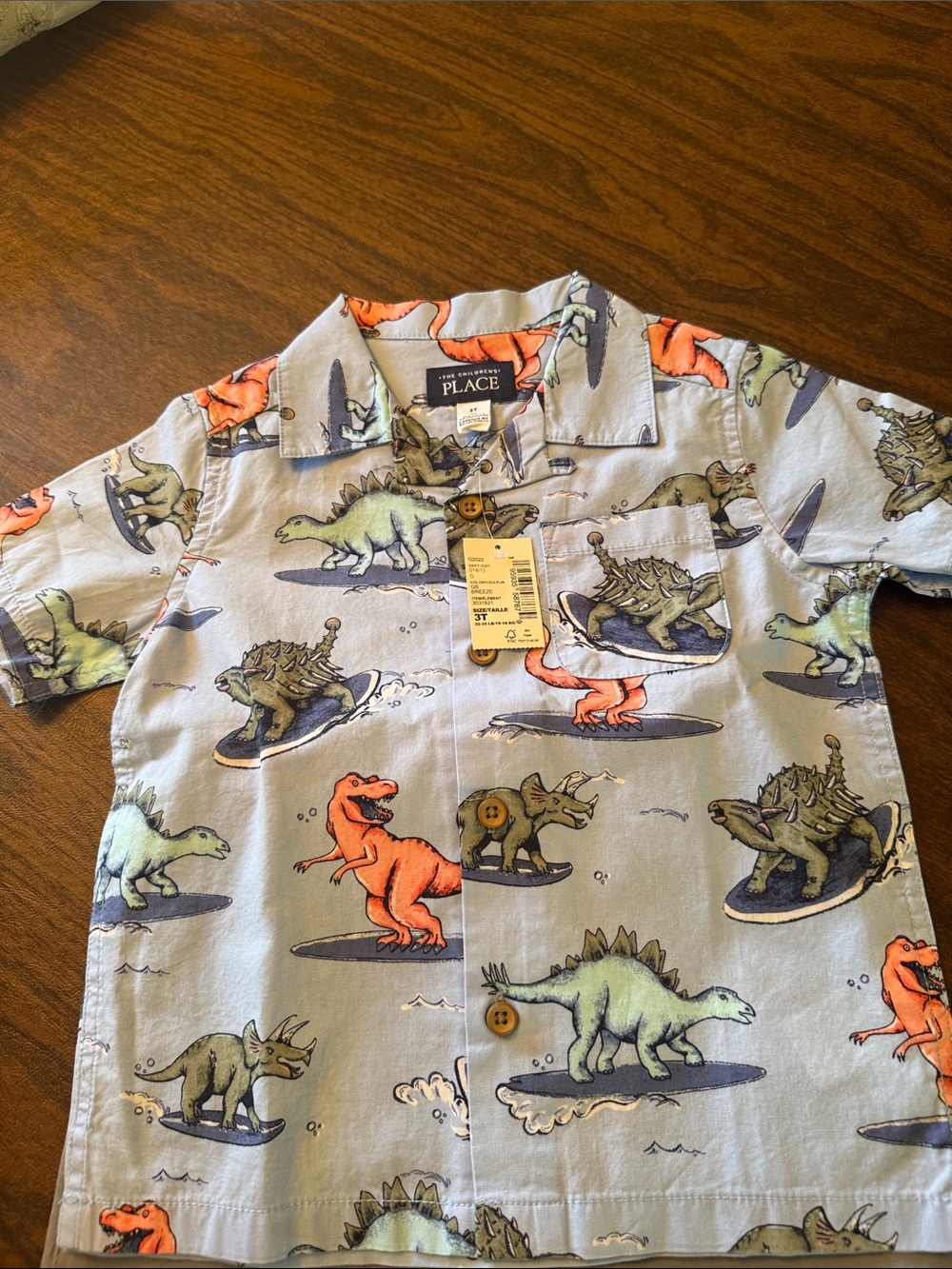The Children's Place Light Blue Dinosaur Short Sleeve Shirt and Short Set - Picture 2 of 4